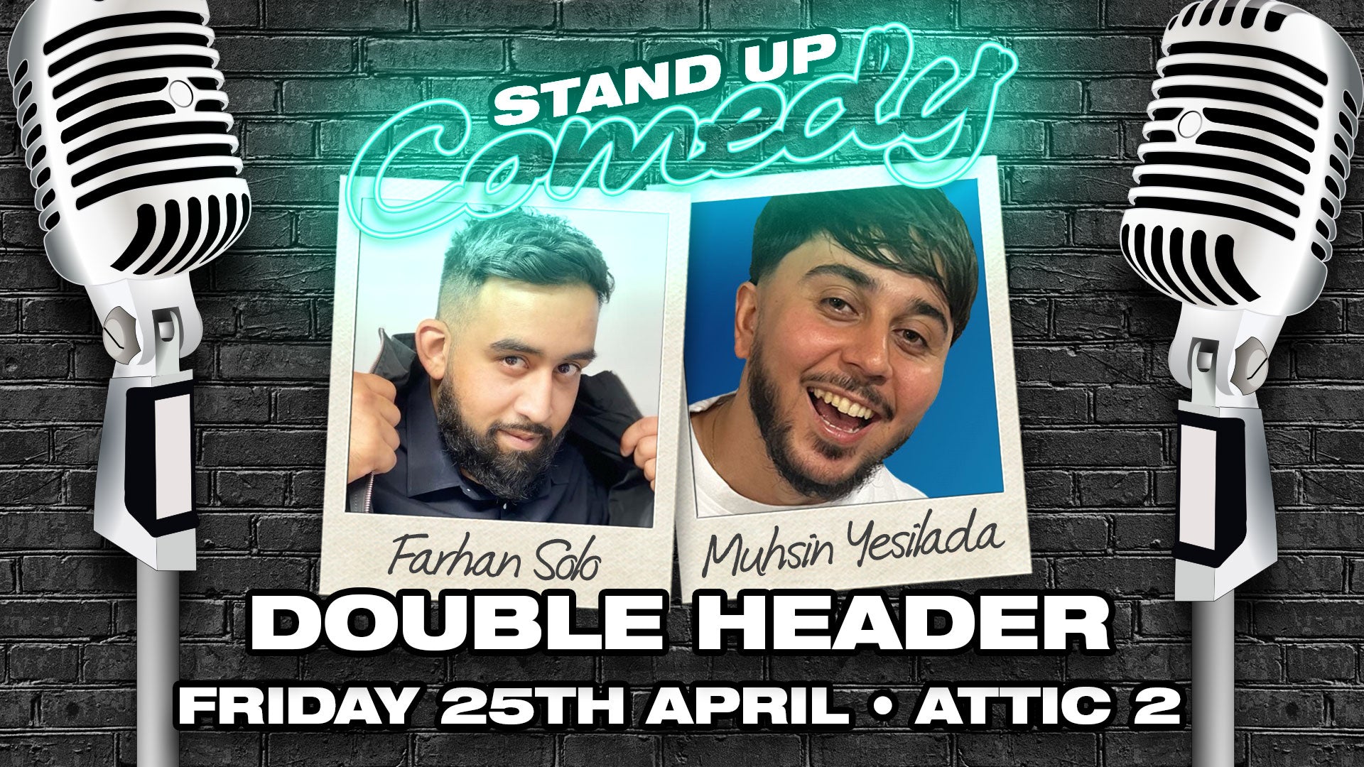 April Comedy stand up double header near me in Totton, Southampton ;The Attic 2