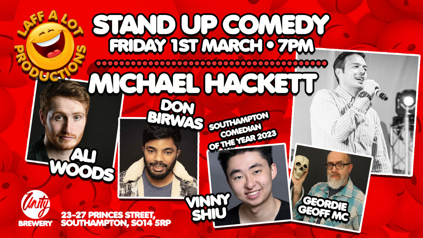 Southampton comedy stand up night at Unity March 2024