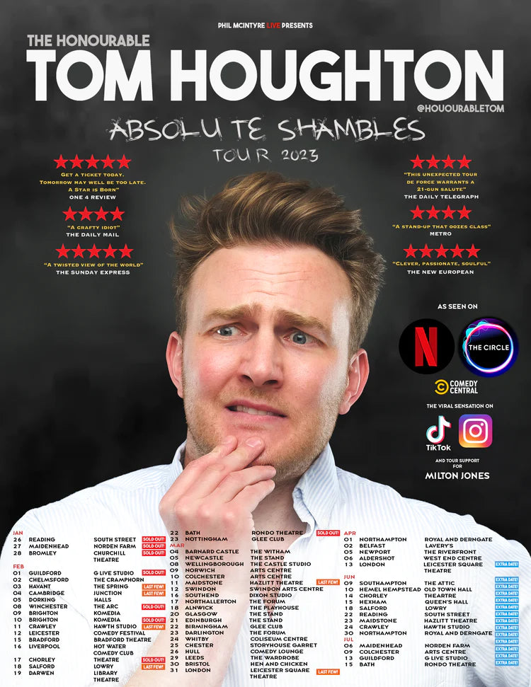 Friday 9th June Tom Houghton will be at The Attic Comedy Club in Southampton